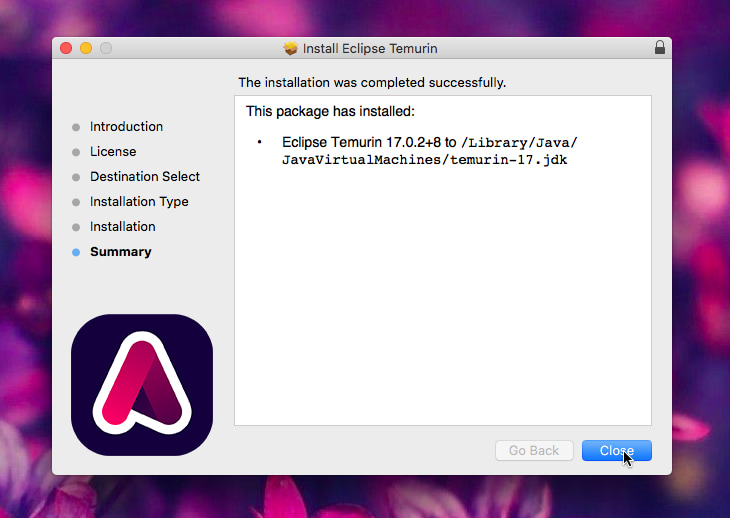 Screenshot of OpenJDK installer